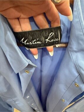 Martine Rose Pale Blue Embroidered Logo Shirt